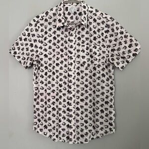 THE RAIL MENS BROWN & CREAM CASUAL SHORT SLEEVE COTTON SHIRT